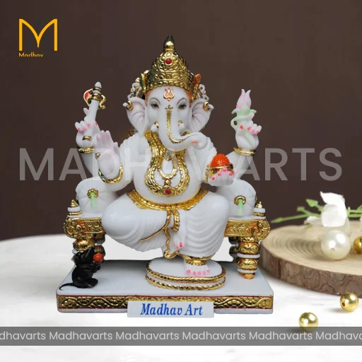 18-Inch Ganpati Ji Moorti Sitting with Choki