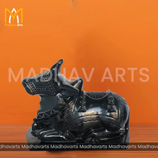 15 Inch Black Marble Nandi Ji Marble Murti