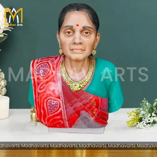15-Inch Human Portrait in White Marble