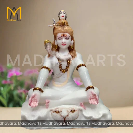 Pure white Makrana Marble Murti of Bhagwan Shiv 12 inch