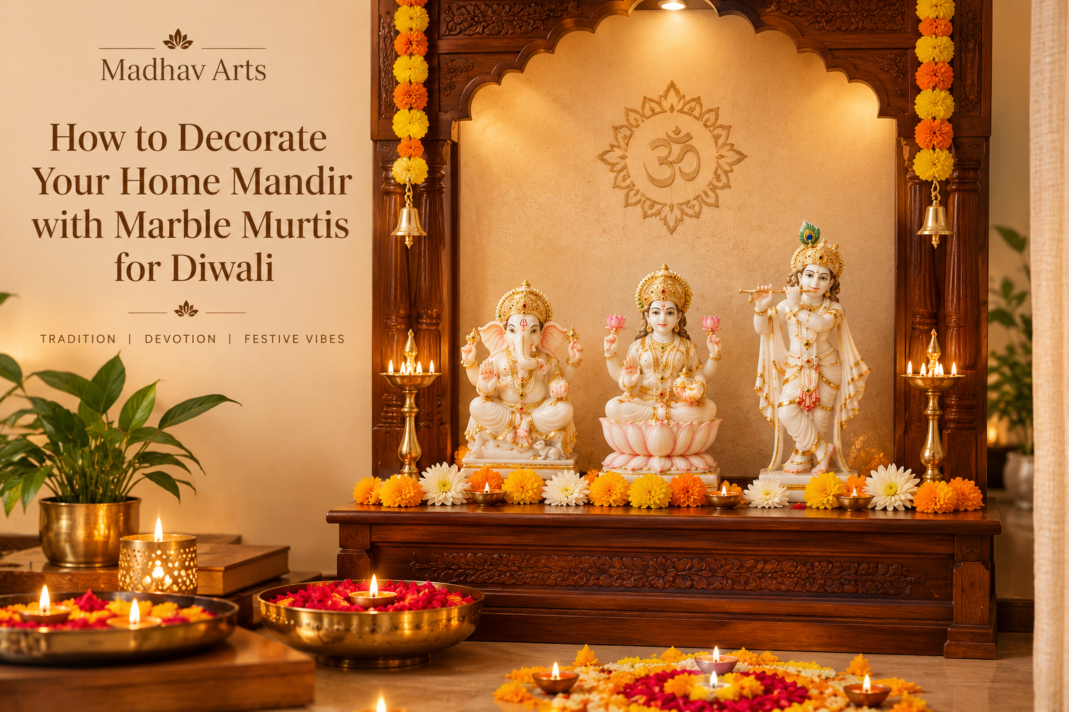 How to Decorate Your Home Mandir with Marble Murtis for Diwali