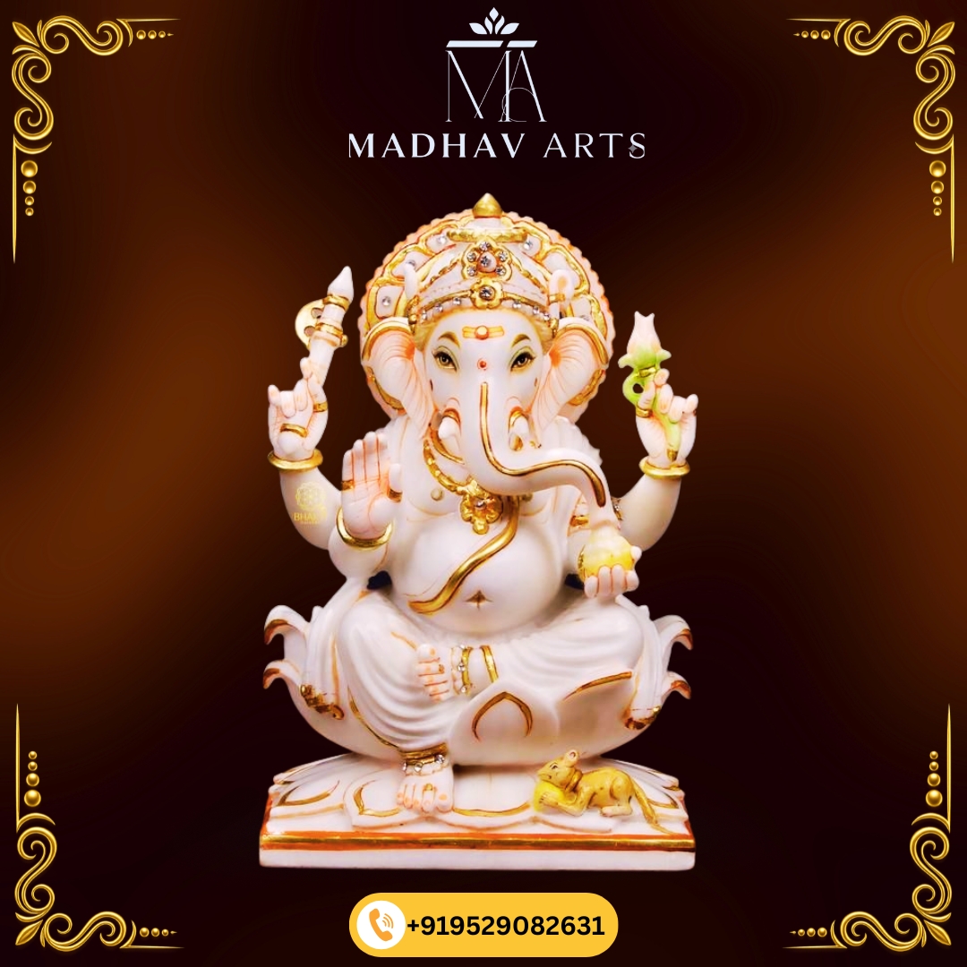 Ganpati Bapa Murti in Makrana Marble for Homes