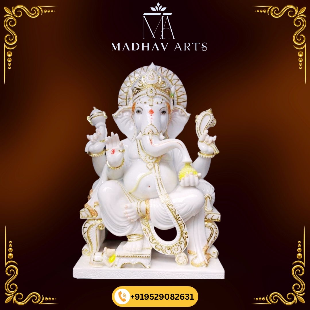 Ganpati Bapa Murti in Makrana Marble for Temples 