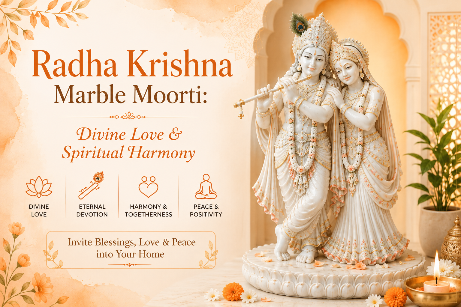 Radha Krishna Marble Moorti: Symbol of Divine Love, Devotion and Spiritual Harmony