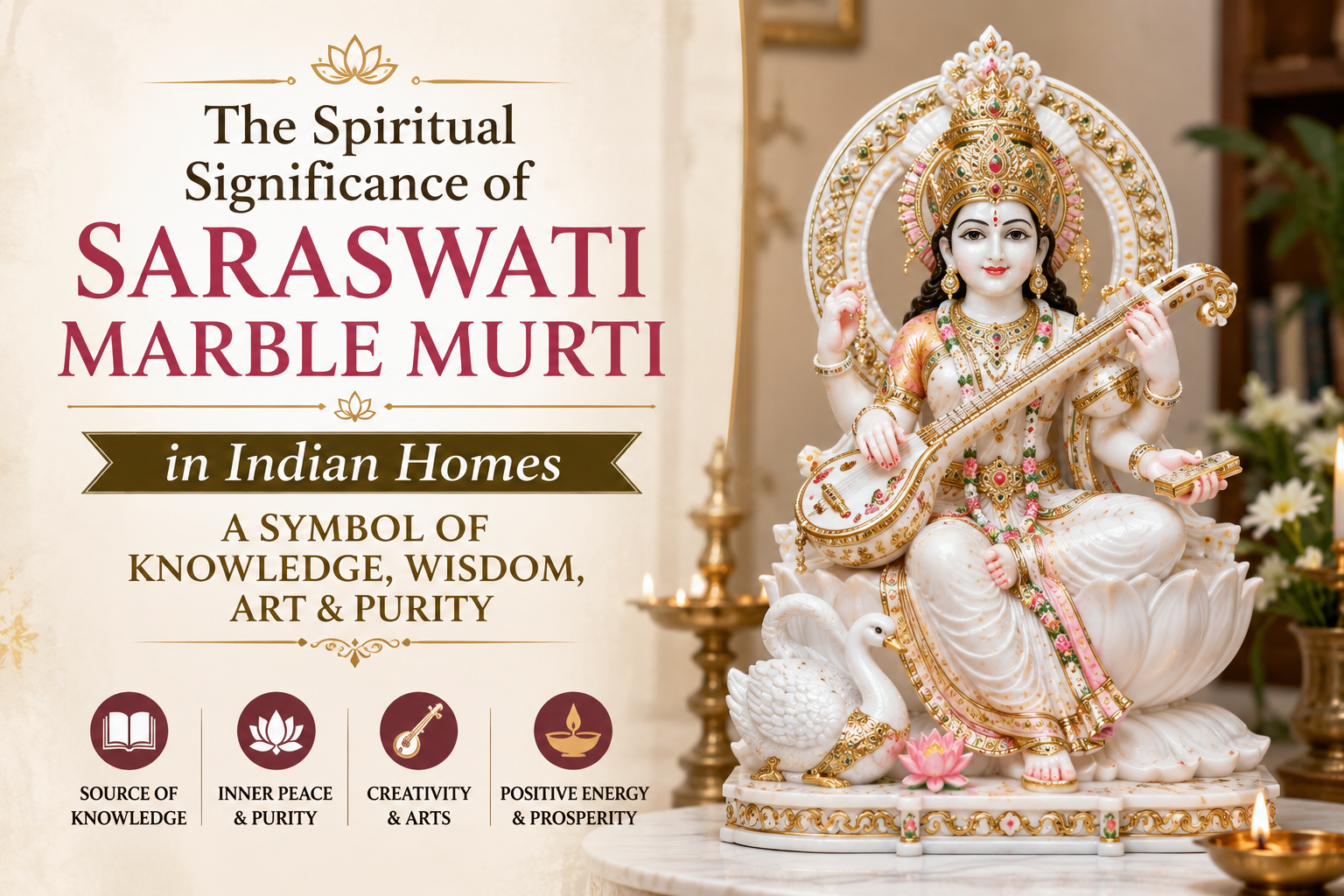 The Spiritual Significance of Saraswati Marble Murti in Indian Homes