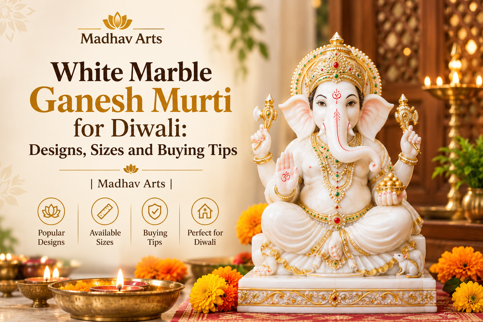 White Marble Ganesh Murti for Diwali: Designs, Sizes and Buying Tips